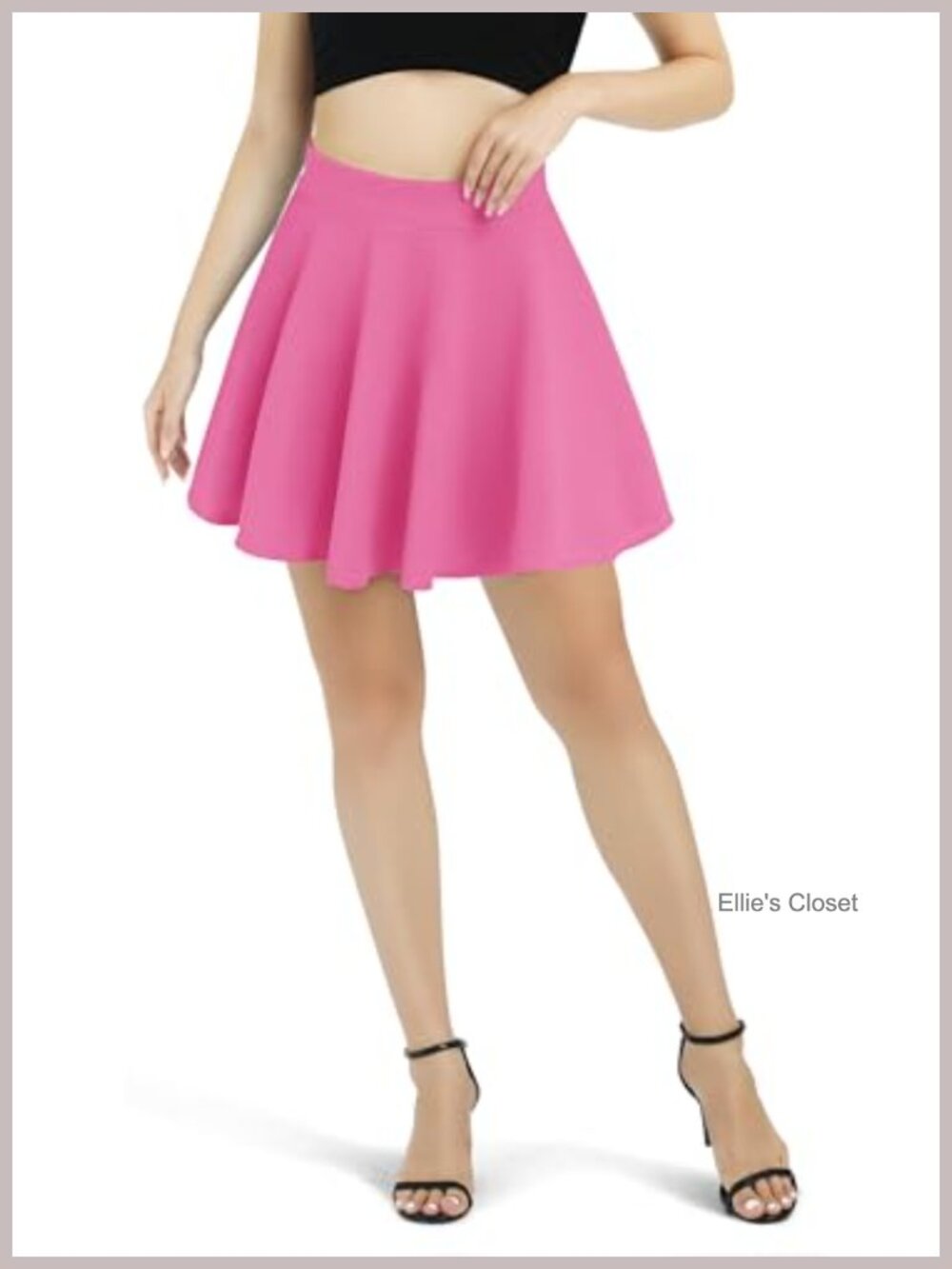 Stretchy Flared Mini Skater Skirt A-Line Casual - Picture 2 of 4